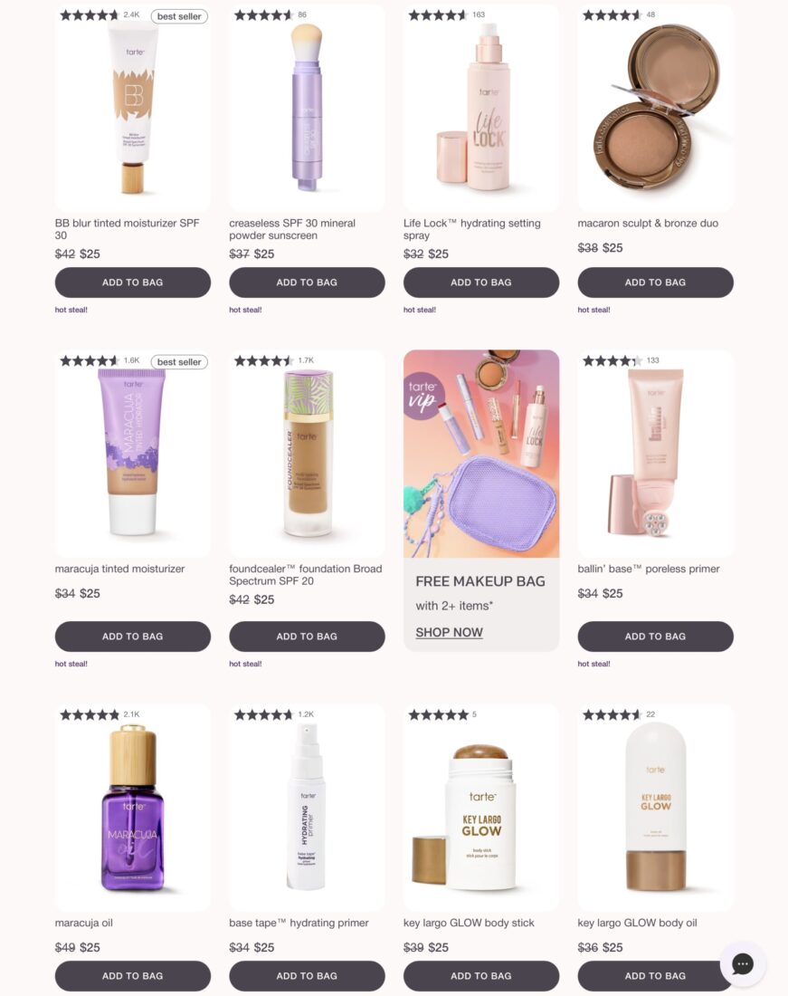 $25 Tarte Complexion products on promo
